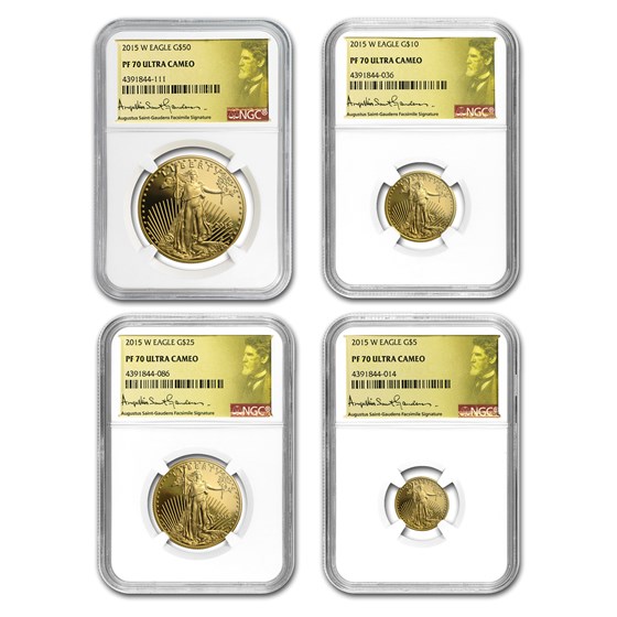 2015-W 4-Coin Proof Gold American Eagle Set PF-70 NGC 2015-W 4-Coin Proof Gold American Eagle Set PF-70 NGC